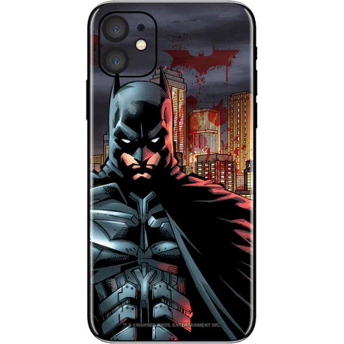 DC Comics Batman The Dark Knight Comic Art in Gotham City iPhone 11 Skin
